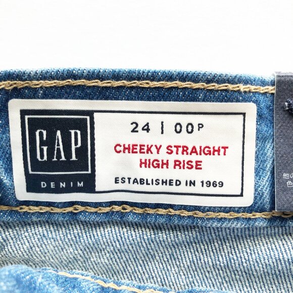 GAP NWT Cheeky Straight Leg Medium Indigo Jeans Womens 24 Petite - Picture 6 of 10